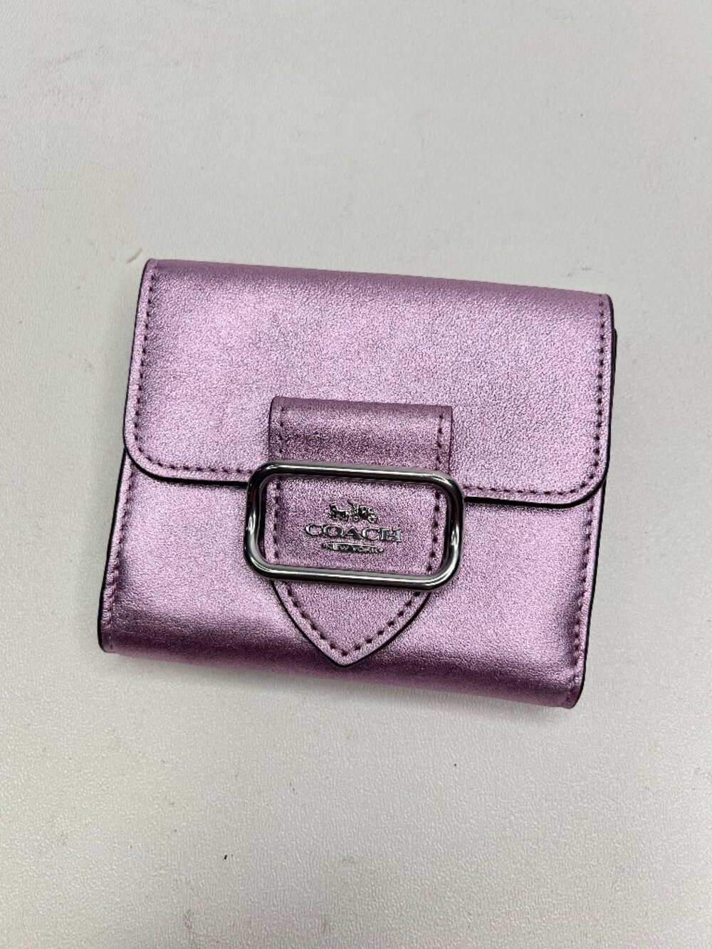 COACH Small Morgan Wallet In Signature Leather CV416 in Metallic Lilac